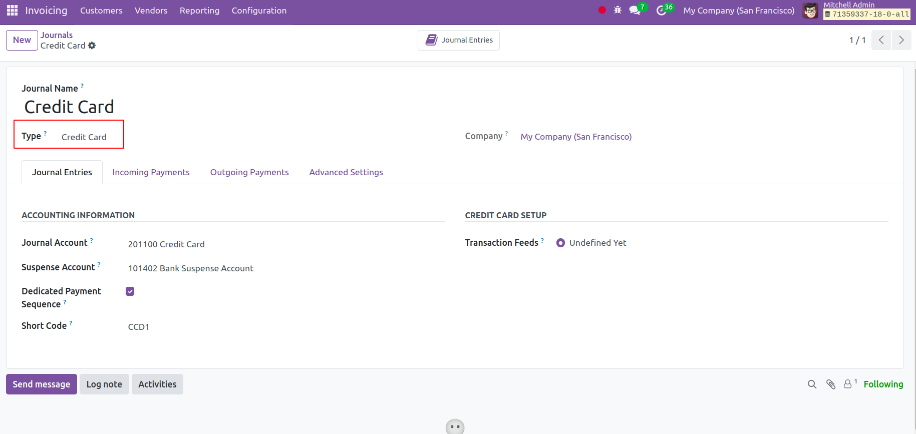 Journal Setup & Configuration
